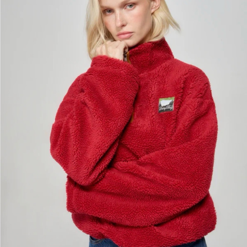 Cozy Red Sherpa Pullover Sweater, Dairy Boy, SOLD OUT ONLINE! M/L